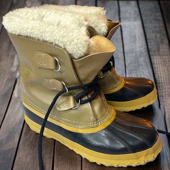 Vintage Sorel Manitou Boots Women’s 7 Made in Canada Winter Leather Waterproof - Picture 1 of 8